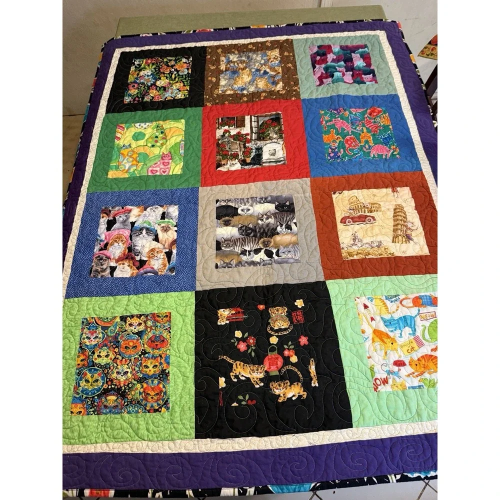 homemade quilt Patchwork Cat Theme 40x50